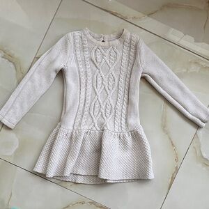 Tahari Cream Knit Peplum Kids Sweater